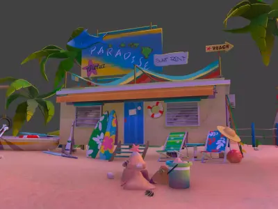 Beach house Low-poly 3D model