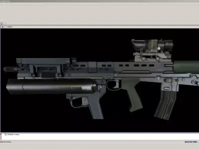 SA80-Launcher-Scope assault rifle in computer screen Low-poly 3D model