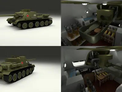 SU 100 with Interior 3D model