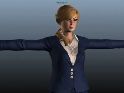 Female Airhostess Low-poly 3D model