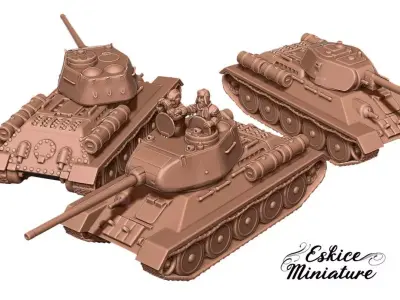 T34 tank pack 76 and 85mm - 28mm 3D print model