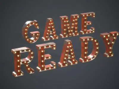 Old Marquee Metal Letters PBR Game Ready Low-poly 3D model