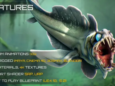 Fantasy Fish 08 - Aqua Life - Water Underwater Creature - 49 Low-poly 3D model