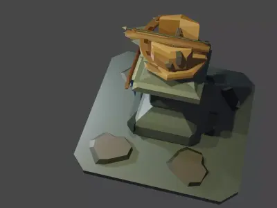 Cross bow base defend Low-poly 3D model