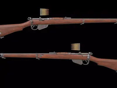 Charger-Loading Lee-Enfield  CLLE MkI rifle Low-poly 3D model