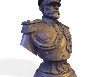 Vintage Military General Bust PBR Statue 3D print model