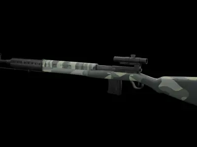 SVT- 40 Sniper Rifle Low-poly 3D model