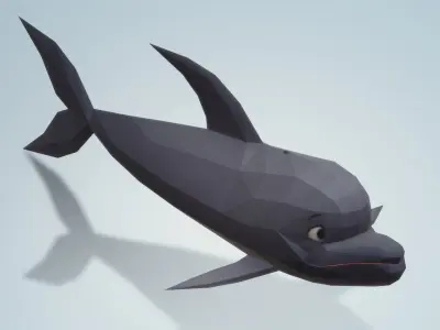 Low poly Dolphin whale in polygonal style premium Low-poly 3D model
