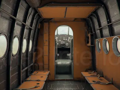 An-2 Antonov Airplane Interior PBR Low-poly 3D model
