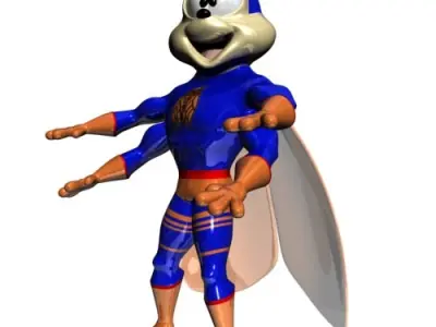 Supercigale Cartoon Character Rigged Low-poly 3D model