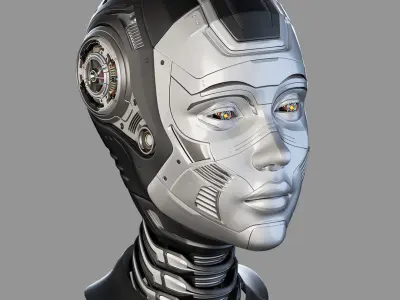 Female cyborg head 3D model