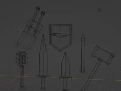 Junior Knight Asset Pack of Medieval Weapons Free low-poly 3D model