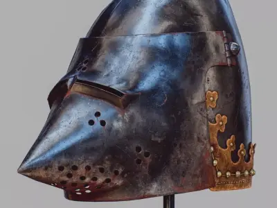 Bascinet helmet Low-poly 3D model