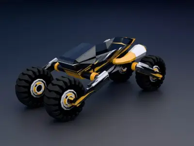 Low Poly Offroad Quad Bike Asset Pack Low-poly 3D model
