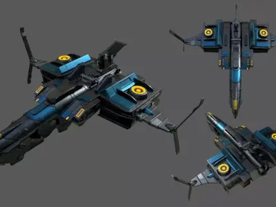 Spaceship Commander Starship combat low poly space scifi  Low-poly 3D model