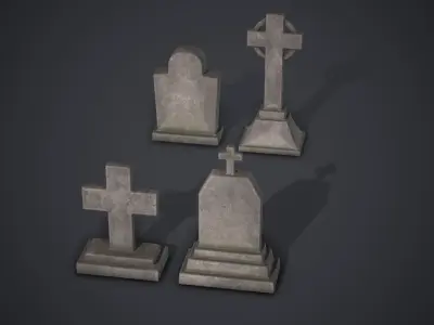 Gravestones Old Tombstones Low-poly 3D model