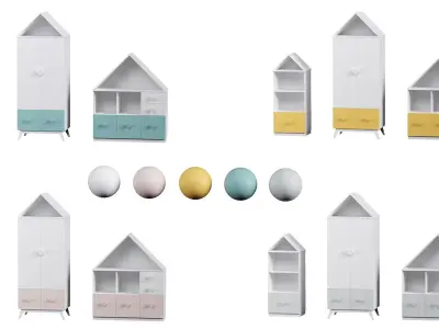 Furniture set toy house with drawers 3D model