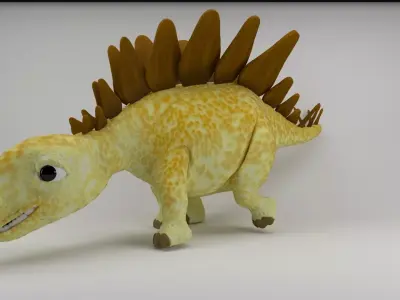 Rigged and Animated Cartoon Dinosaur 3D model