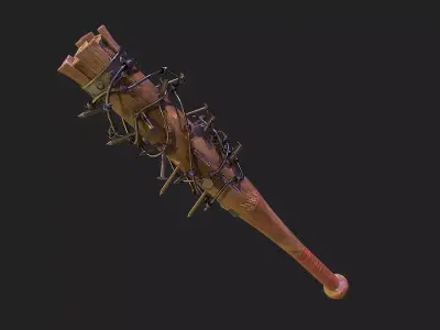 SurvivalBat barbed wire baseball bat Low-poly 3D model