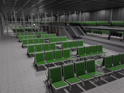 Airport Interior Low-poly 3D model