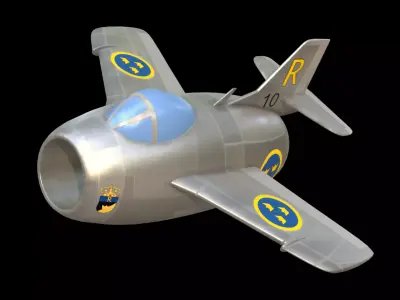 Stylized J29 Tunnan Low-poly 3D model