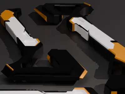 Tomahawk - black and yellow Low-poly 3D model