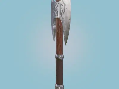 Viking Battle Axe PBR Game ready Low-poly 3D model