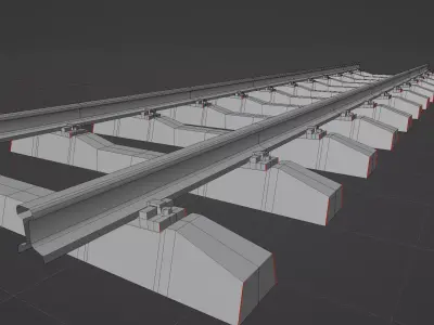 Railroad train track with metal rails Free 3D model