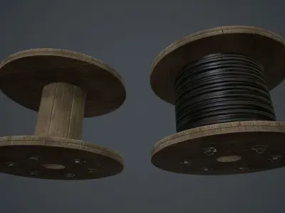 Wire Spool PBR Game Ready Low-poly 3D model