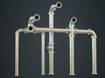 Industrial Pipes 2B Low-poly 3D model