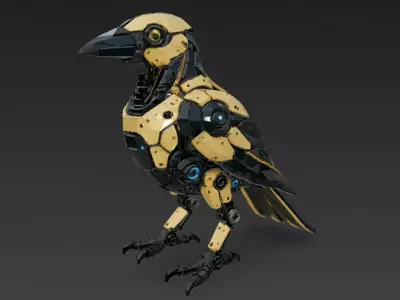 Yellow Robotic Animals Pack PBR 3D Models Low-poly 3D model