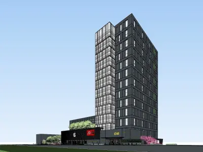 SU model of integrated office building building 3D model