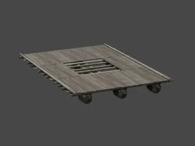 Traditional Wooden Aquaculture Raft and Fishing Raft 3D model