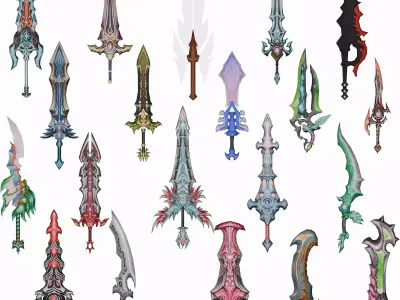 20 STYLIZED SWORD MODELS PACK 4 - LOW POLY Low-poly 3D model