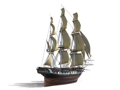 USS Essex 1799 Frigate Low-poly 3D model
