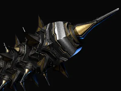 Sci-Fi Electric Cyber Mace Low-poly 3D model