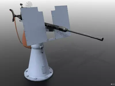 Oerlikon 20mm anti-aircraft gun Free low-poly 3D model