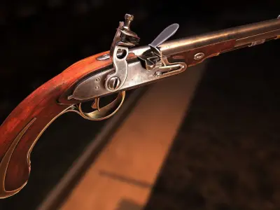 PBR Flintlock pistol Low-poly 3D model