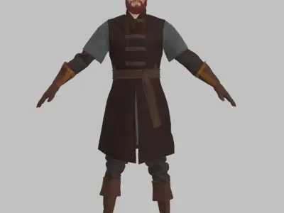 Medieval spearman leather armor 3D model