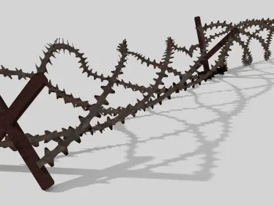 Barbwire barbed wire fence Free 3D model
