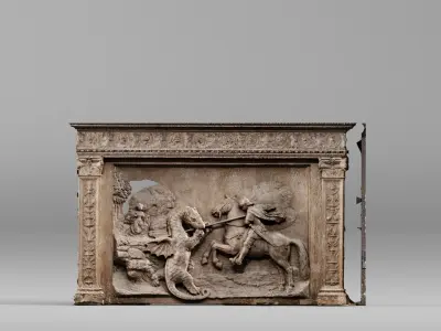 001638 Raw 3D Scan Bas Relief of Saint George Slaying the Dragon 3D model