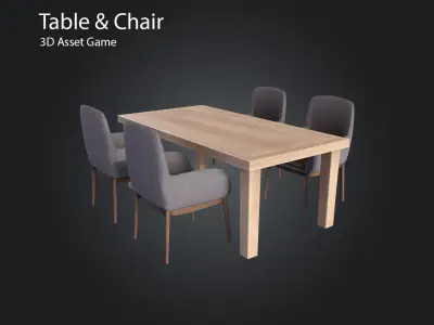 Table chair Free low-poly 3D model buy