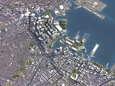 Yokohama - 3D City Model Low-poly 3D model