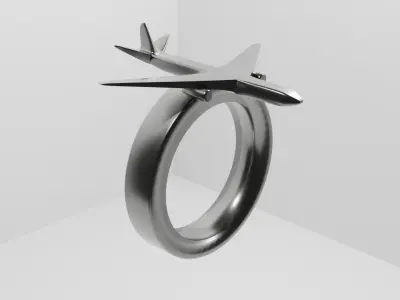 a ring with an image of an airplane 3D model
