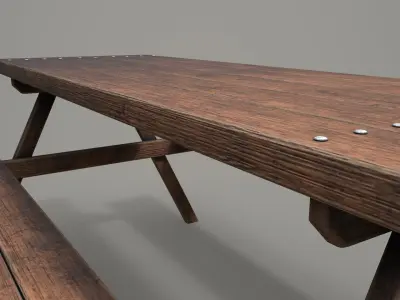Outdoor Bench -LOD1-2-3 Shadow Proxy  - Game Ready Low-poly 3D model