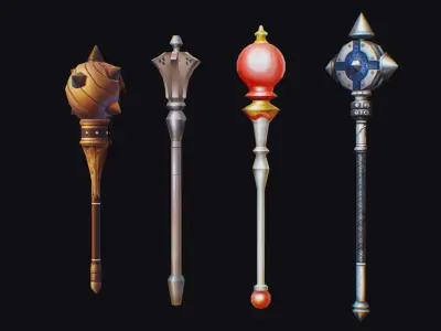 Flanged Mace Club Weapon War Hammer Medieval Baton Low-poly 3D model