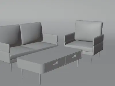 Set Wooden Furniture 7 3D model