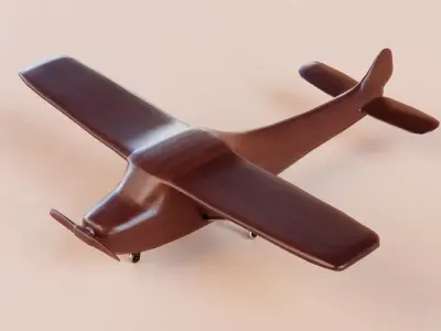 Wooden Airplane Low-poly 3D model