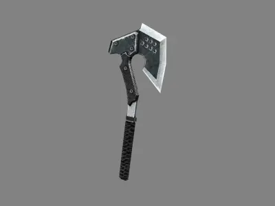 Cartoon military tomahawk - iron axe Low-poly 3D model