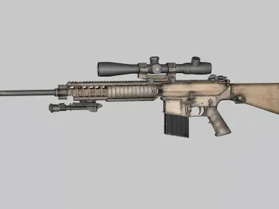 Sniper Denel 7NTW-20 Low-Poly 3D Model Low-poly 3D model